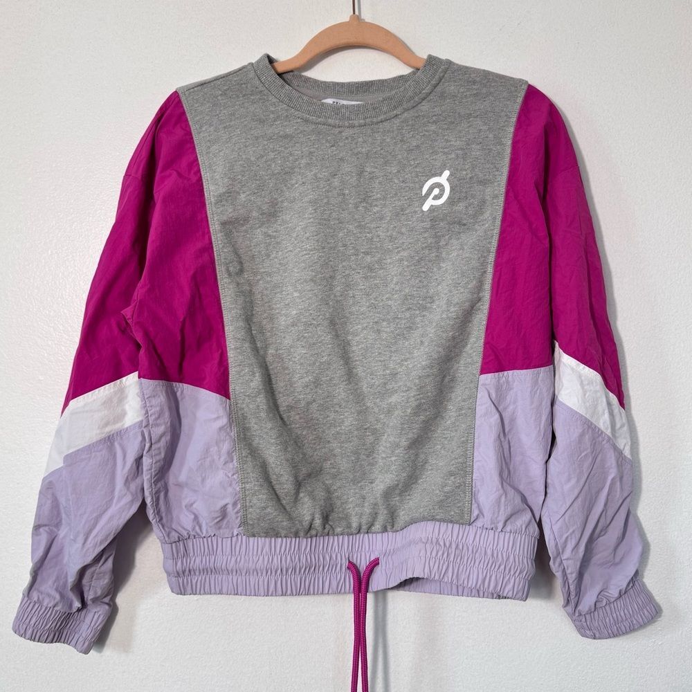 Peloton Color Blocking 80’s Vibes Athleisure Crewneck Pullover Sweater Sz S
